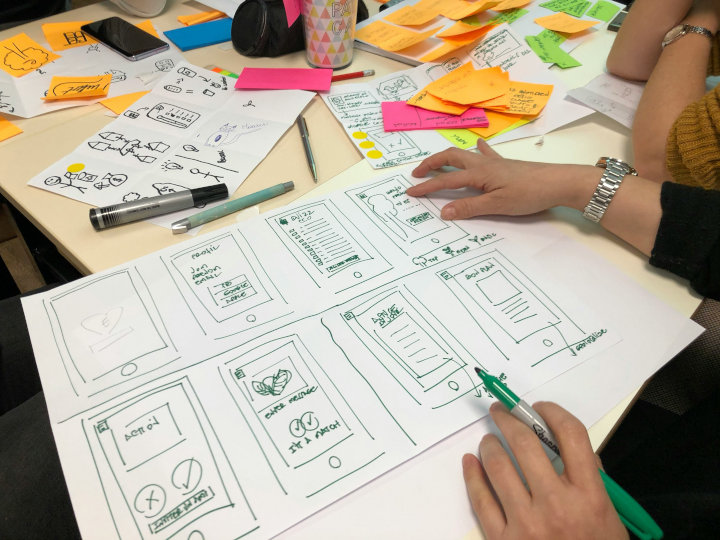 Zeichnungen für UX-Design und Smartphones