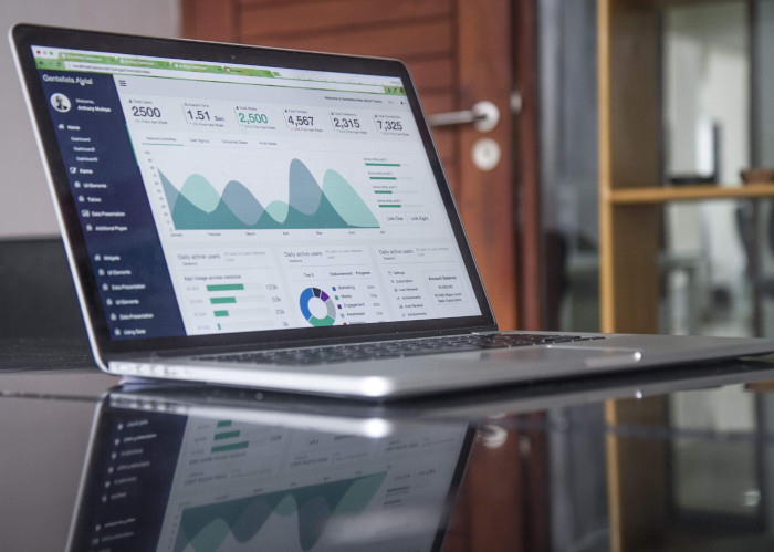 Laptop der Analysedaten für das Monitoring grafisch darstellt.